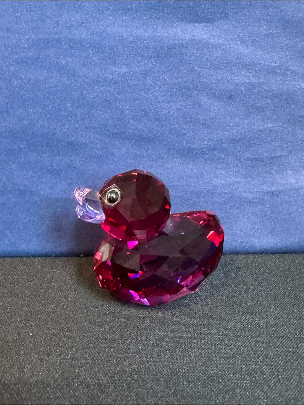 Swarovski Magenta Crystal Duck Figurine with Clear Beak